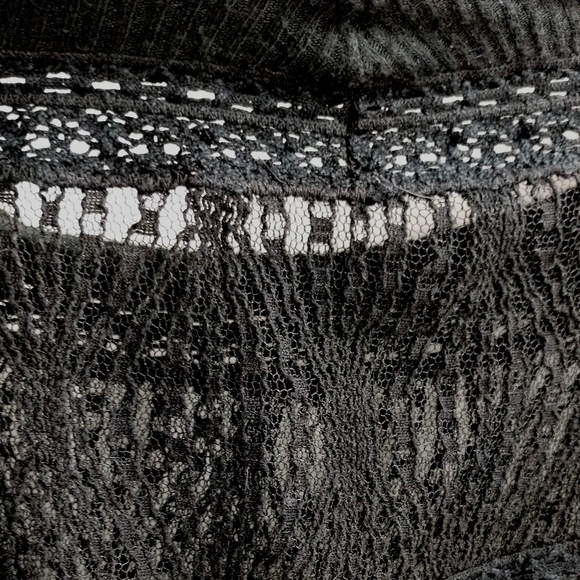 Free People Black Waffle Thermal Lace Neck Top - Picture 13 of 15